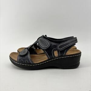 Clarks Lexi Marigold Q Womens Size 8 Navy Blue Slingback Hook & Loop